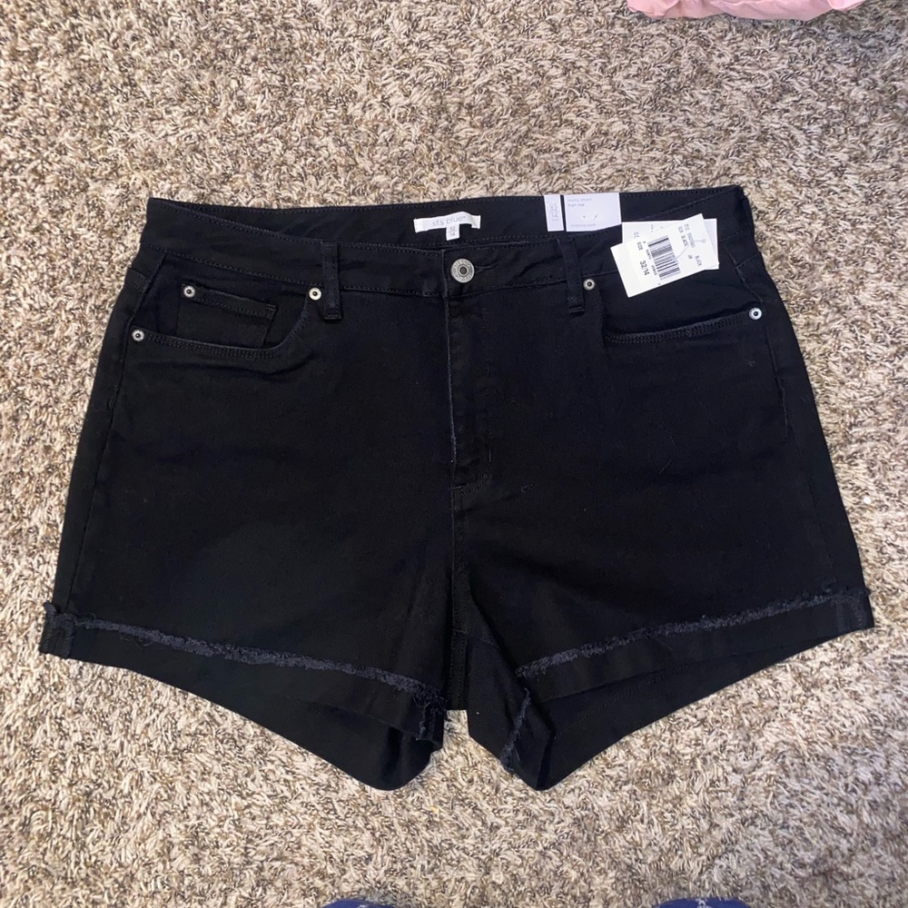 High rise black jean shorts